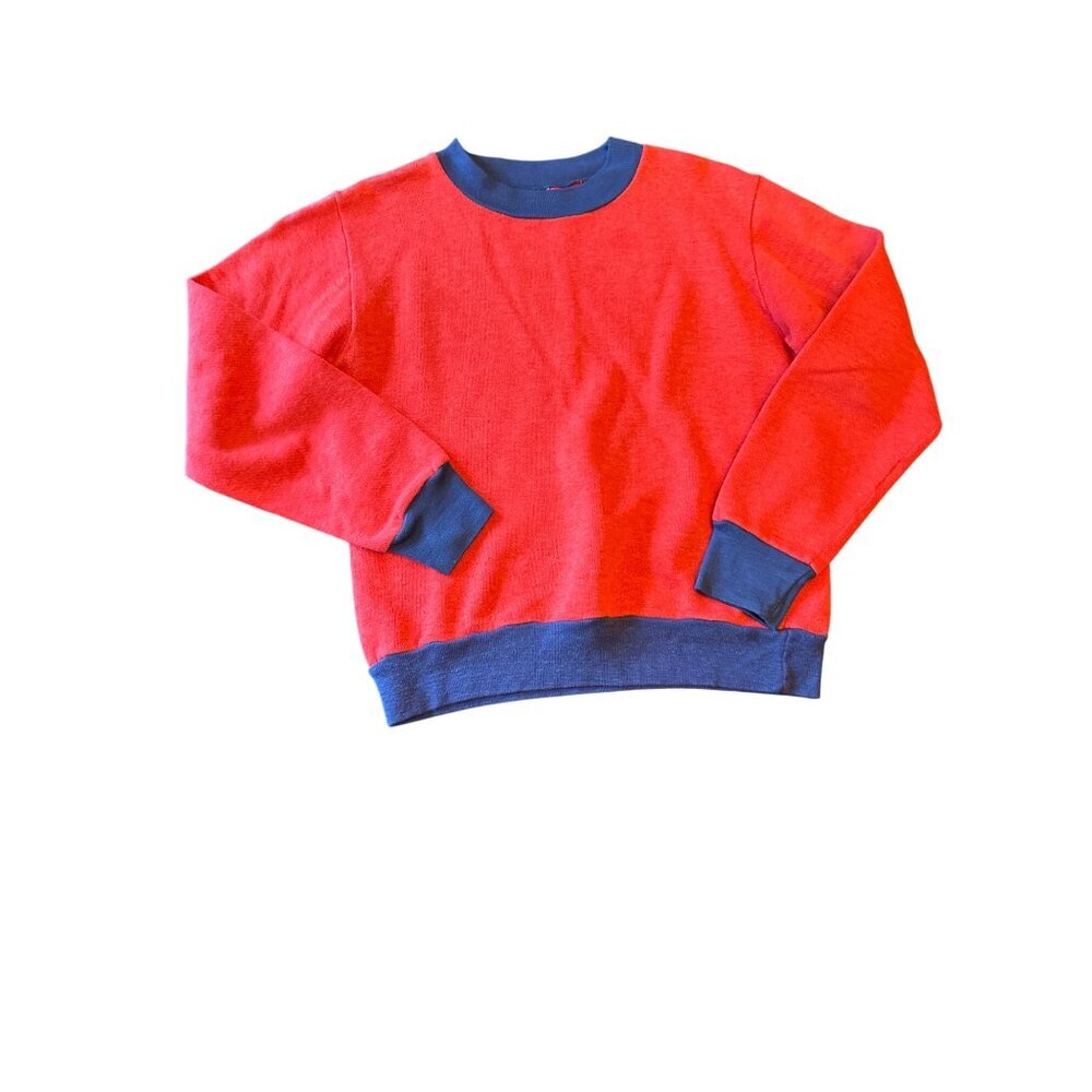 Rob Roy Red Pullover‎ Sweatshirt With Navy Trim Size 12 Vintage 80s